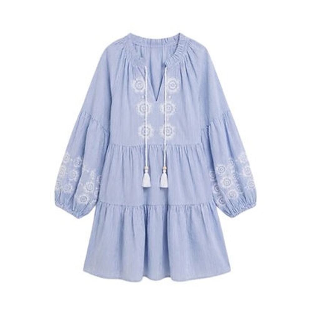 TUCKERNUCK BEACH Embroidered Nautical Stripe Sea Breeze Coverup Size L NWT - Picture 8 of 8
